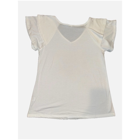 NWOT-Women's White Flutter Sleeve Top size Small - Picture 3 of 7